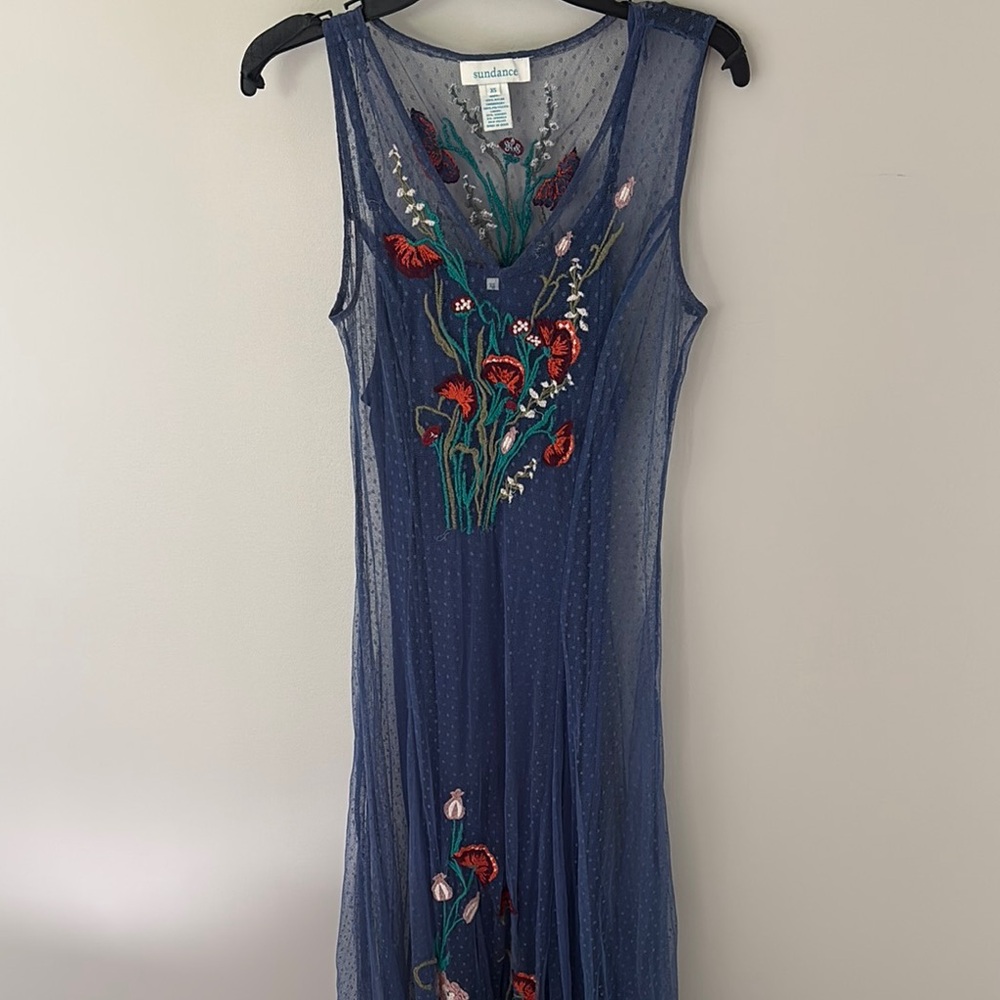 Sundance Blue Sleeveless Sheath Maxi Dress XS